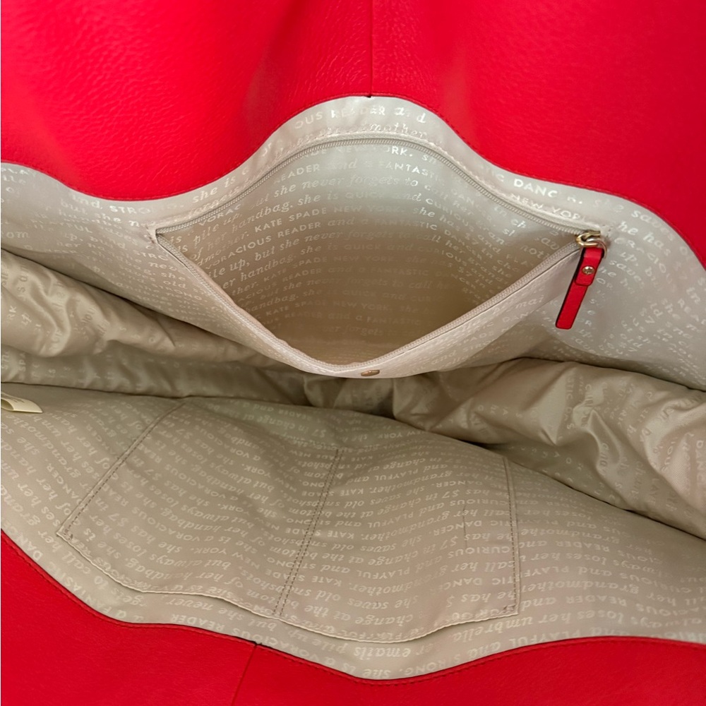Kate Spade Red Love Birds Large Tote Bag - Picture 4 of 9